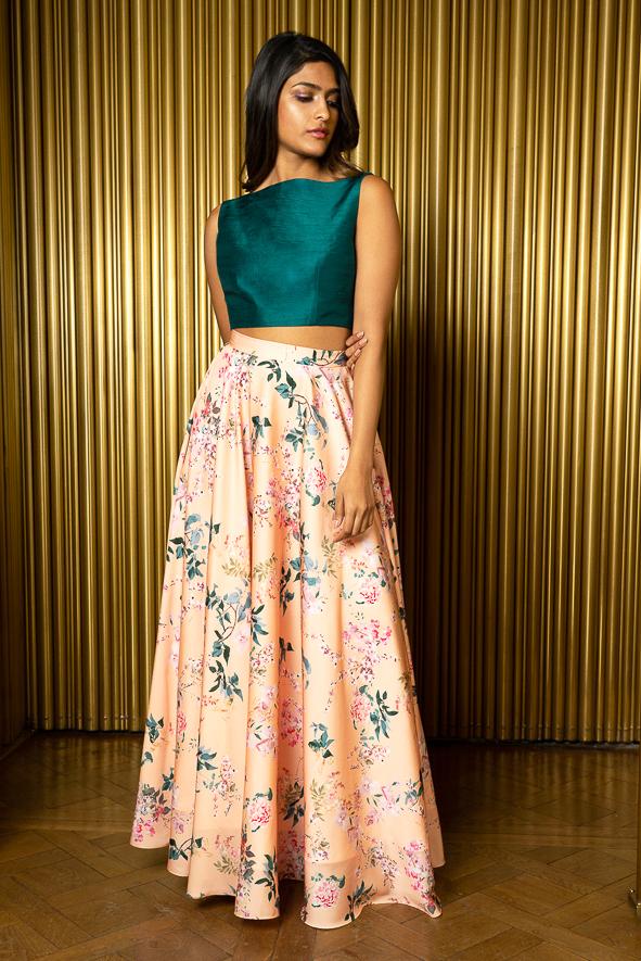Hand Printed Deer Ombré Lehenga Skirt From Folkore Collections